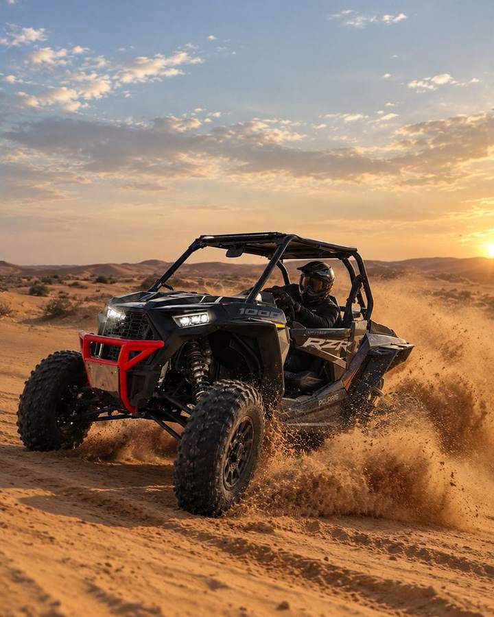 Buggy in the Agafay desert at sunset