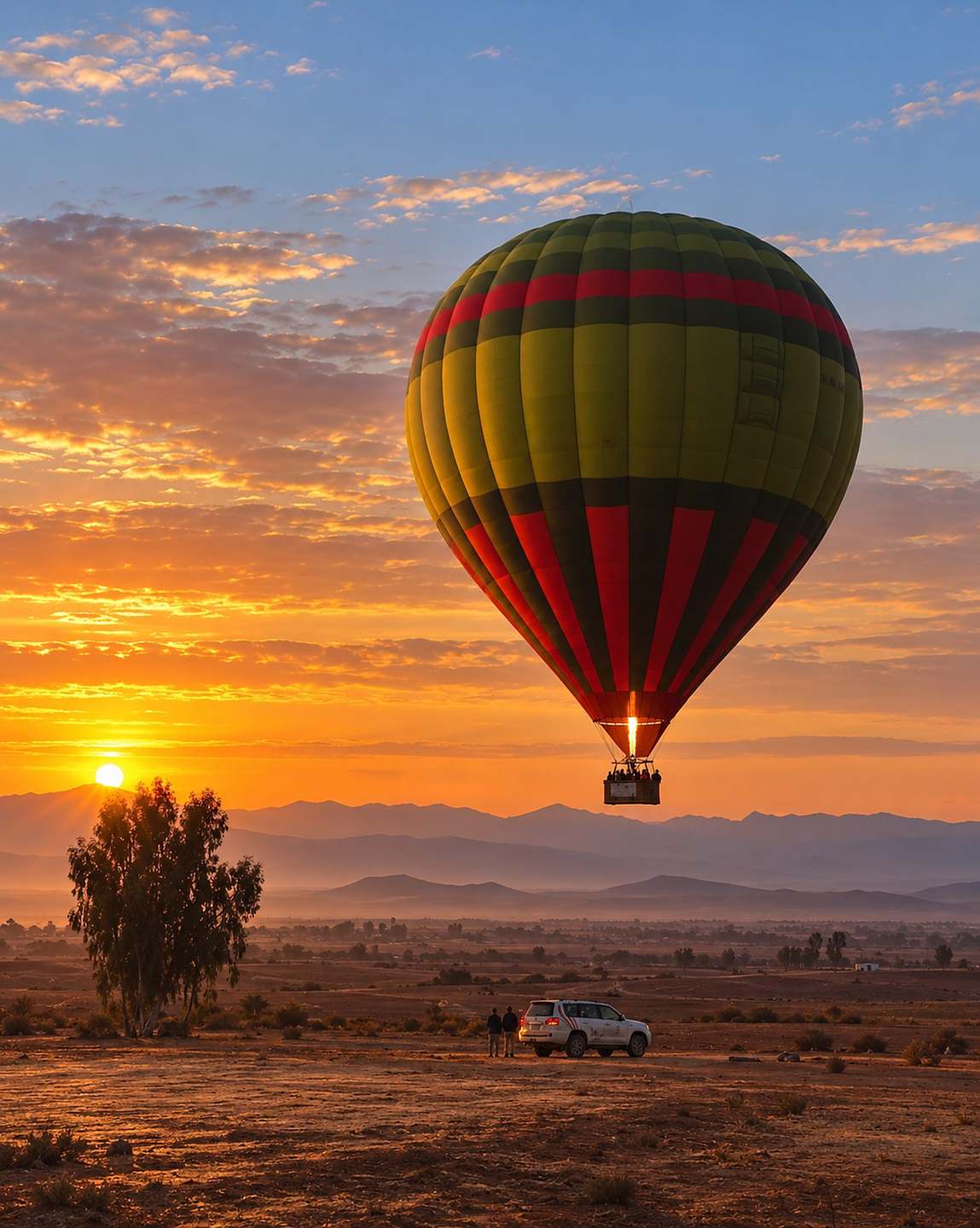 Hot air balloon at sunrise